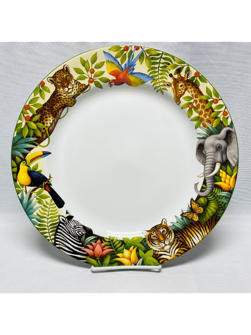 Stephanie Stouffer Sakura 12" Jungle Animals Stoneware Chop Plate